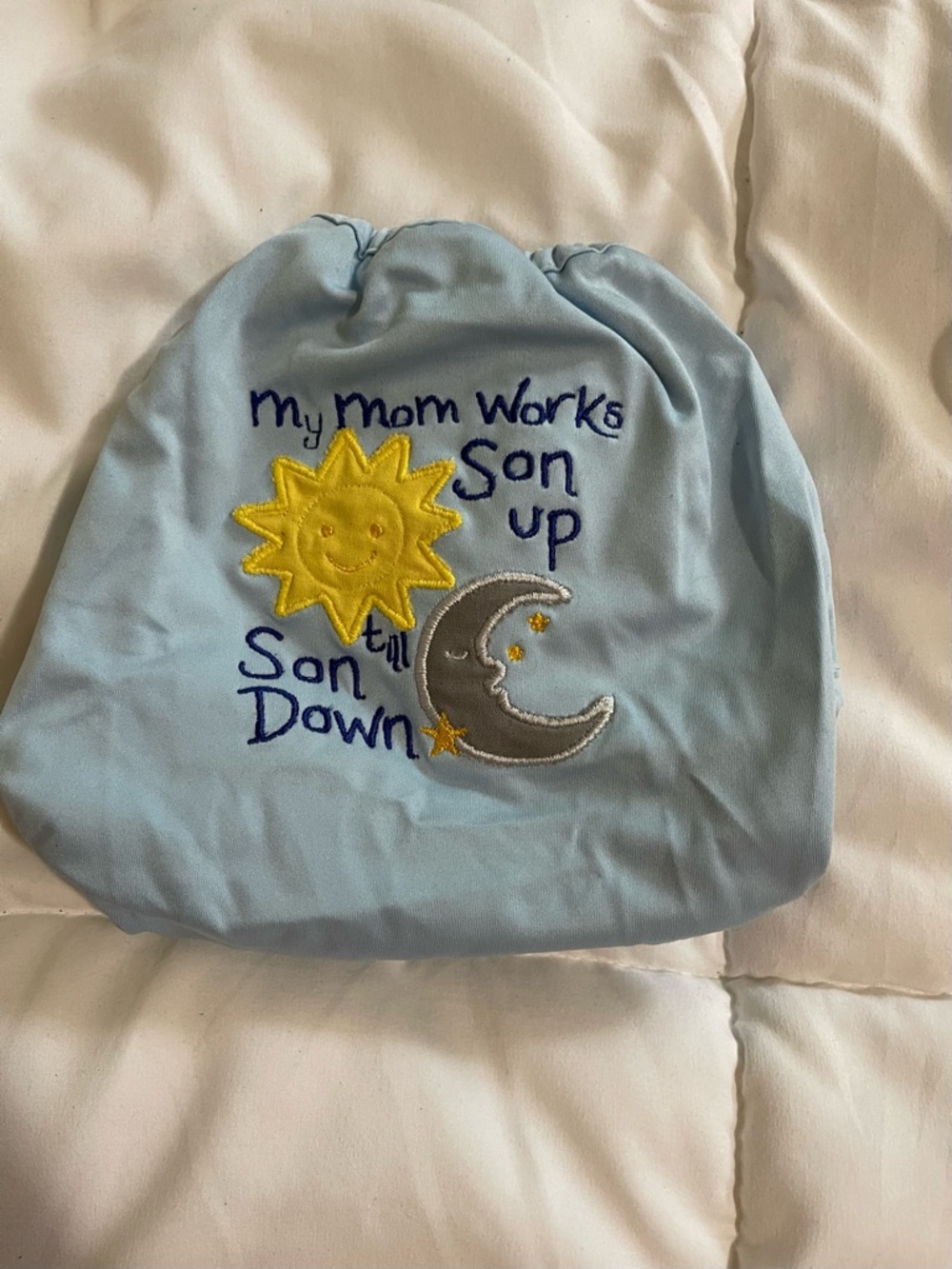 Unbranded Light Blue Kids Diaper cover with Sun & Moon Embroidery
